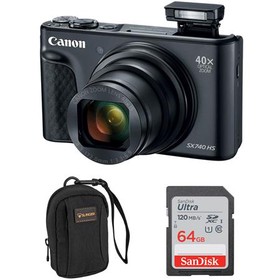 Canon PowerShot SX740 HS Camera, Black, Bundle with 64GB Memory Card and Alpine 1 Bag