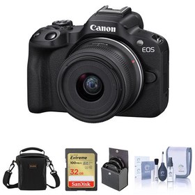 Canon EOS R50 Camera, Black with RF-S 18-45mm f/4.5-6.3 Lens, Accessories Kit