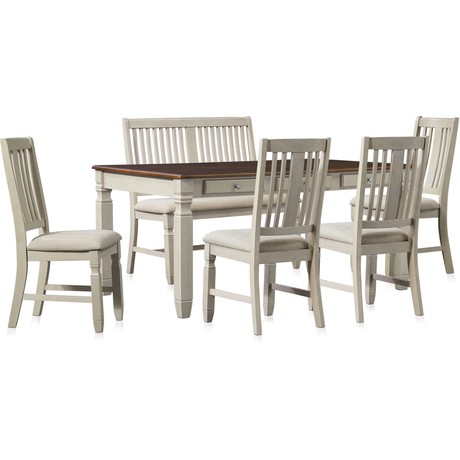 Glendale Dining Table, 4 Chairs and Bench