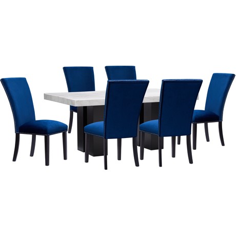 Artemis Marble Dining Table and 6 Upholstered Dining Chairs