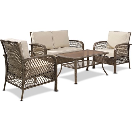 Edenton Outdoor Loveseat, 2 Chairs, and Coffee Table Set