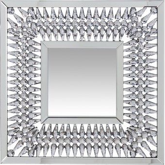 Square Crystal Spoke Wall Mirror