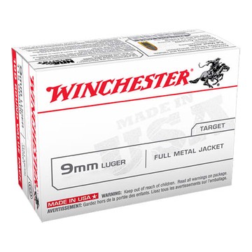 Winchester 9mm 115-Grain FMJ Pistol Ammunition  100 Pack