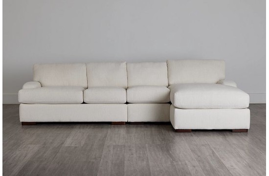 Alpha White Fabric Small Right Chaise Sectional