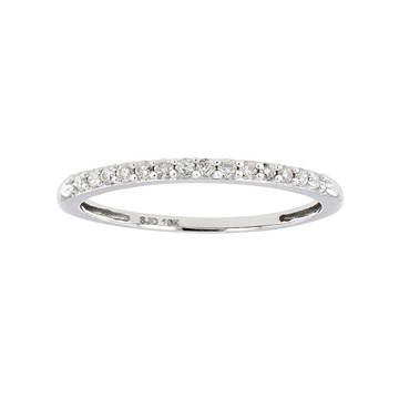 White Diamond 10k White Gold Band Ring 0.15ctw