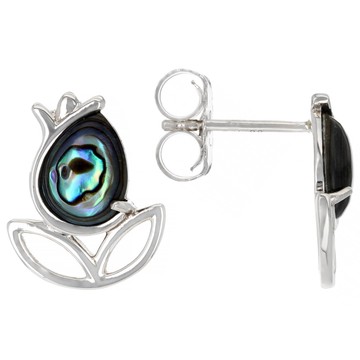 Multicolor Abalone Shell Rhodium Over Sterling Silver Earrings