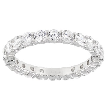 White Cubic Zirconia Rhodium Over Sterling Silver Eternity Band Ring 3.30