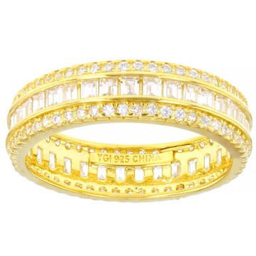 White Cubic Zirconia 18k Yellow Gold Over Sterling Silver Band Ring 3.25ctw