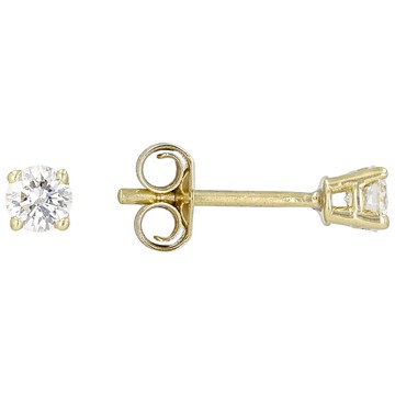 White Lab-Grown Diamond F VS 10k Yellow Gold Solitaire Stud Earrings 0.25ctw