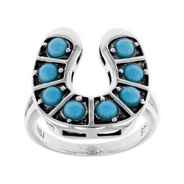 Sleeping Beauty Turquoise Sterling Silver Horseshoe Ring