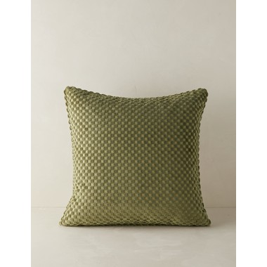 Hi-Lo Checker Velvet Pillow by Sarah Sherman Samuel - Olive