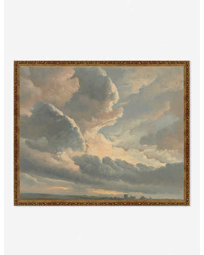 Study of Clouds with a Sunset near Rome Wall Art by Simon Alexandre Clement Denis - Framed / Gold / 29" x 23"