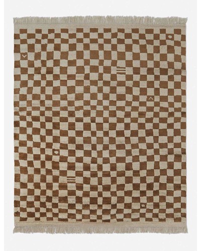 Irregular Checkerboard Hand-Knotted Wool Rug by Sarah Sherman Samuel - Ochre / 8' x 10'
