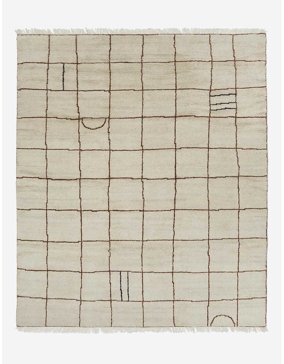 Irregular Grid Hand-Knotted Wool Rug by Sarah Sherman Samuel - Ivory / 9' x 12'