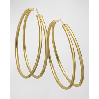 Calista Double Hoop Earrings in 18K Yellow Gold Plate