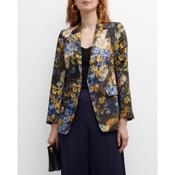 Gina Floral-Print Single-Button Jacket
