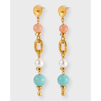 Pearly, Rose Quartz and Amazonite Earrings