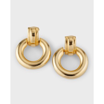 24k Gold Electroplated Drop Hoop Earrings