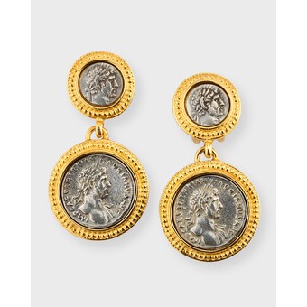 24K Gold Electroplate Coin Drop Earrings