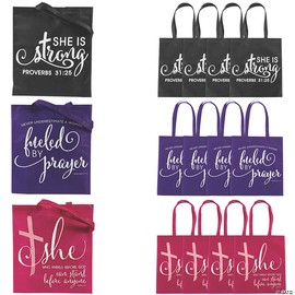 15" x 17" Religious Large Woman of God Nonwoven Tote Bags - 12 Pc.