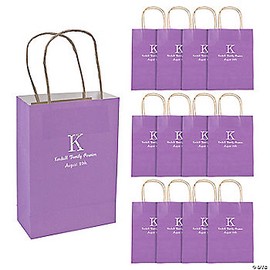Medium Personalized Monogram Welcome Paper Gift Bags - 12 Pc.