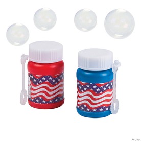 2" Mini Stars & Stripes Plastic Bubble Bottles with Wand - 24 Pc.