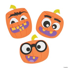 Goofy Face Halloween Pumpkin Magnet Craft Kit - Makes 12