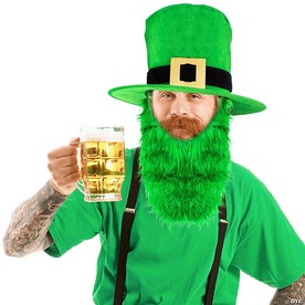 Skeleteen Irish Hat and Beard - Green Leprechaun Top Hat and Beard St Patricks Day Costume Accessories