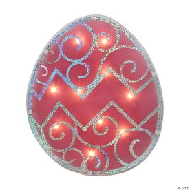 12 in. Lighted Pink Easter Egg Window Silhouette Decoration