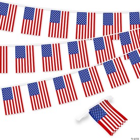G128 8.2x5.5IN Flag Pieces 33FT Full String, American Printed 150D Polyester Bunting Banner Flag