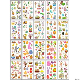 Wrapables Waterproof Temporary Tattoos for Children, 20 sheets, Easter