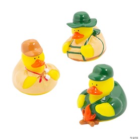 2 1/2" Camping Rubber Ducks in Brown and Green Outfits - 12 Pc.