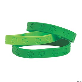 St. Patricks Day Shamrock Rubber Bracelets - 24 Pc.