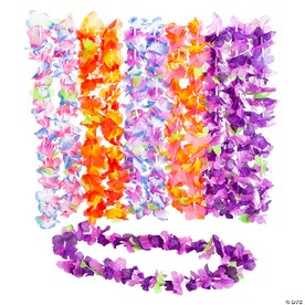 36" Luau Ruffle Petal Flower Multicolor Polyester Leis - 12 Pc.