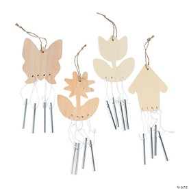 DIY Unfinished Wood Spring Wind Chimes - 12 Pc.