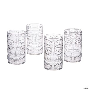Clear Luau Tiki Plastic Cups - 8 Pc.