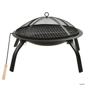 vidaXL 2-in-1 Fire Pit and BBQ with Poker 22"x22"x19.3" Steel fire pits