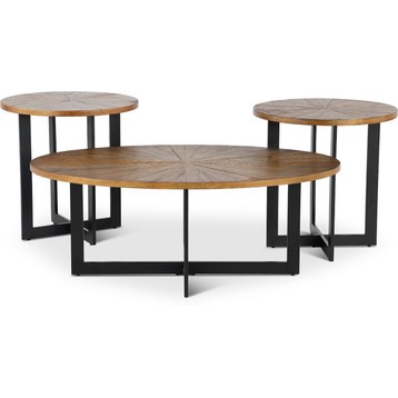 Colton Brown and Black 3 Piece Table Set