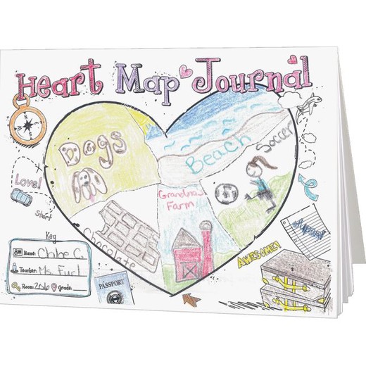 Ready-To-Decorate® Heart Map Journals - 12 journals