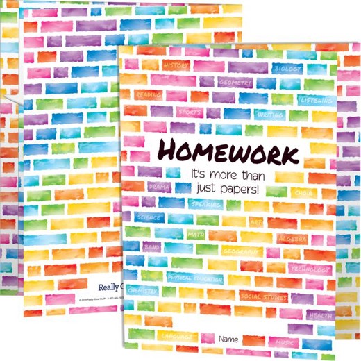 Rainbow Building Blocks 3-Pocket Homework Folders - Set Of 12