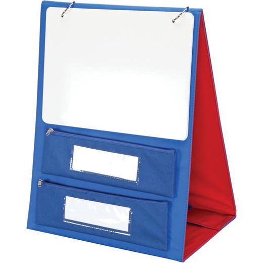 Desktop Stand With Flip Magnetic Boards And Storage Pockets - 1 stand, 3 boards
