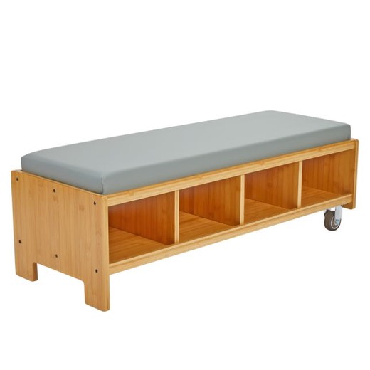 Really Good Stuff® Bamboo Bench Seat with Storage and Cushion