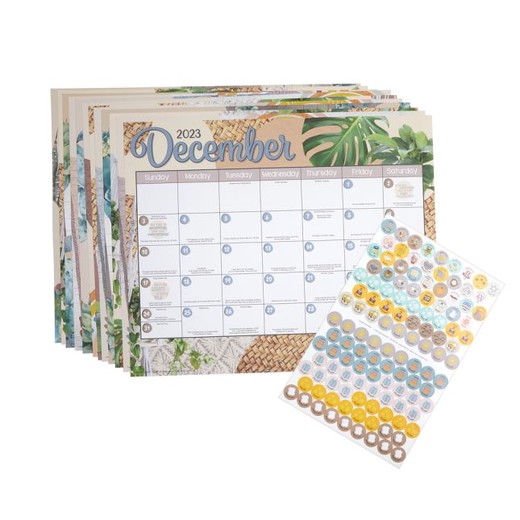 Really Good Stuff® Boho Monthly Calendar Pages and Stickers 2023-2024 Double Sided
