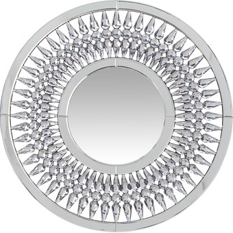 Round Crystal Spoke Wall Mirror