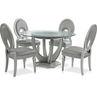 Posh Round Dining Table and 4 Dining Chairs
